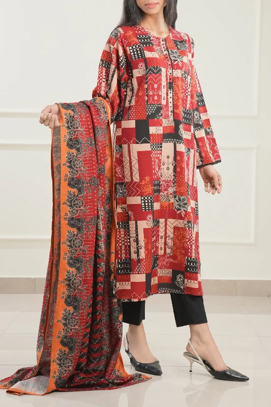 Printed Khaddar Stitched 3 Piece