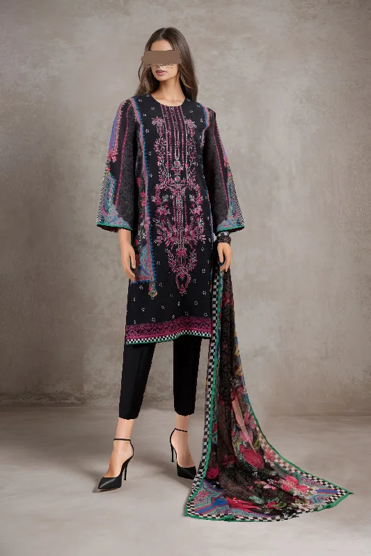 Printed Embroidered Lawn Stitched 3 Piece With Chiffon Dupatta