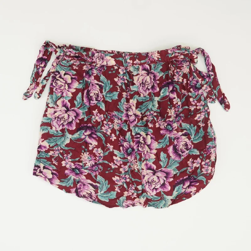 women's tulip skirtsMaroon Floral Mini Skirt