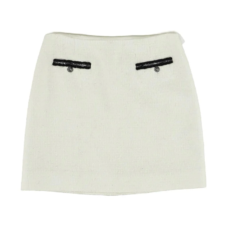 women's mini skirtsWhite Solid Mini Skirt