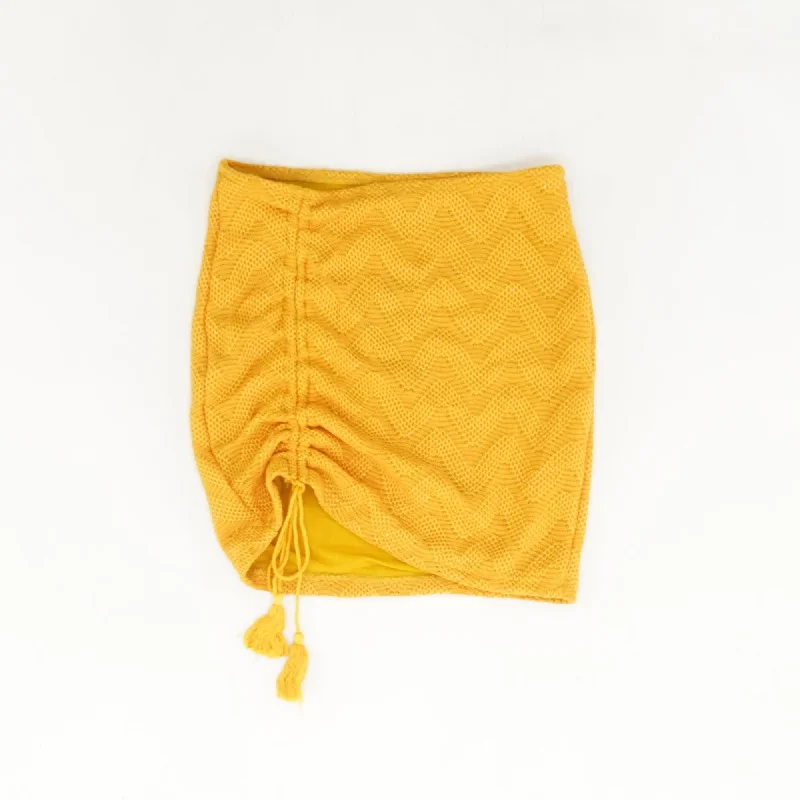 women's woven A-line skirts for summerYellow Graphic Mini Skirt