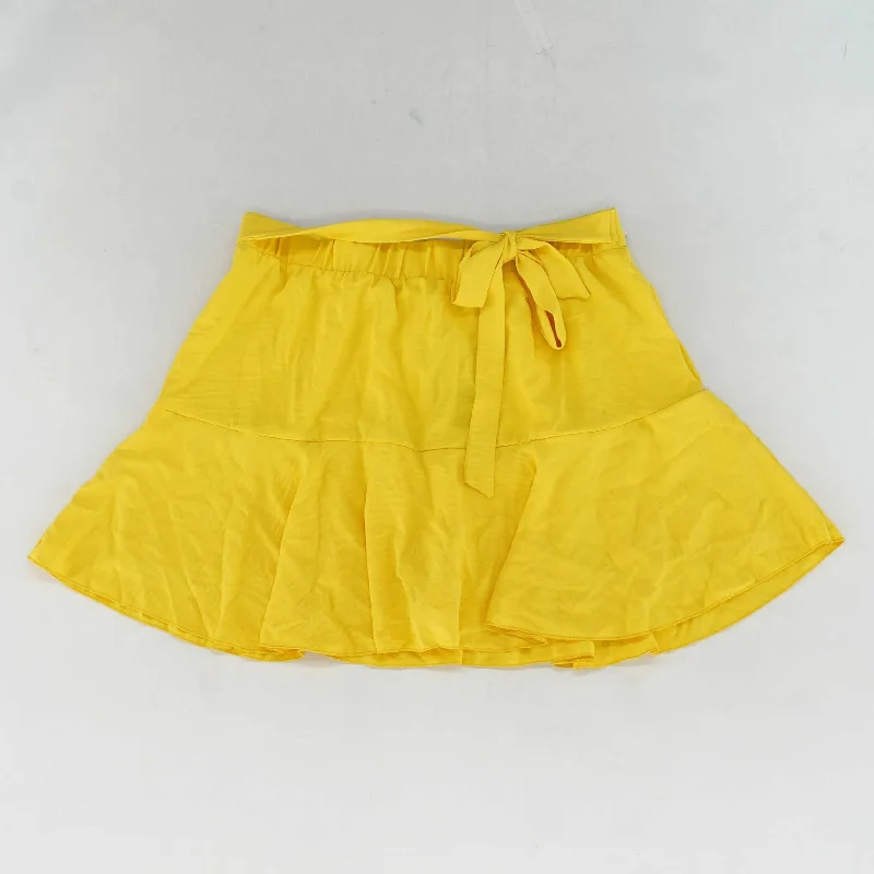 women's elastic-waisted skirts for pregnancyYellow Solid Mini Skirt