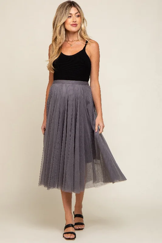 women's circle skirtsCharcoal Tulle Maternity Midi Skirt