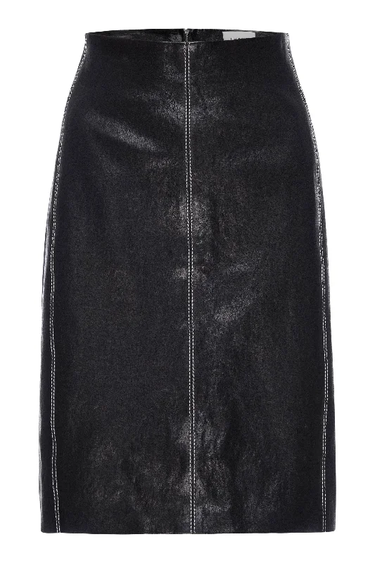 women's bodycon mini skirtsFrame Denim Seam Detail Leather Skirt in Black