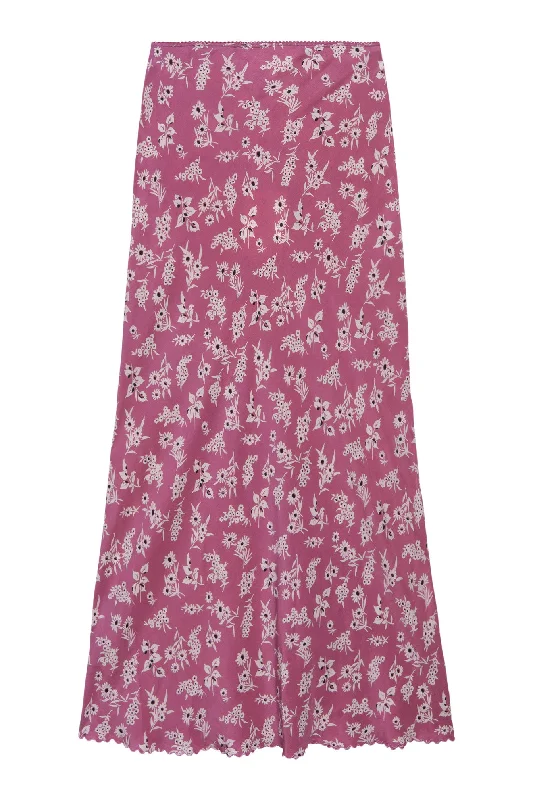 women's checked skirtsThe Great Seabank Skirt in Aubergine Field Bloom Print