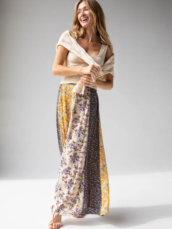 women's bodycon mini skirtsValentina Maxi Skirt - Yellow Cream Floral Mix