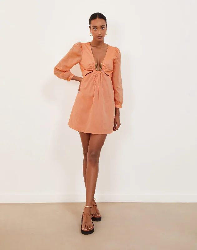 women's satin dressesAmelia Detail Short Dress (exchange only) - Grapefruit