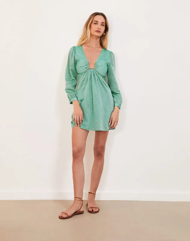 women's high-end dressesAmelia Detail Short Dress (exchange only) - Seagreen