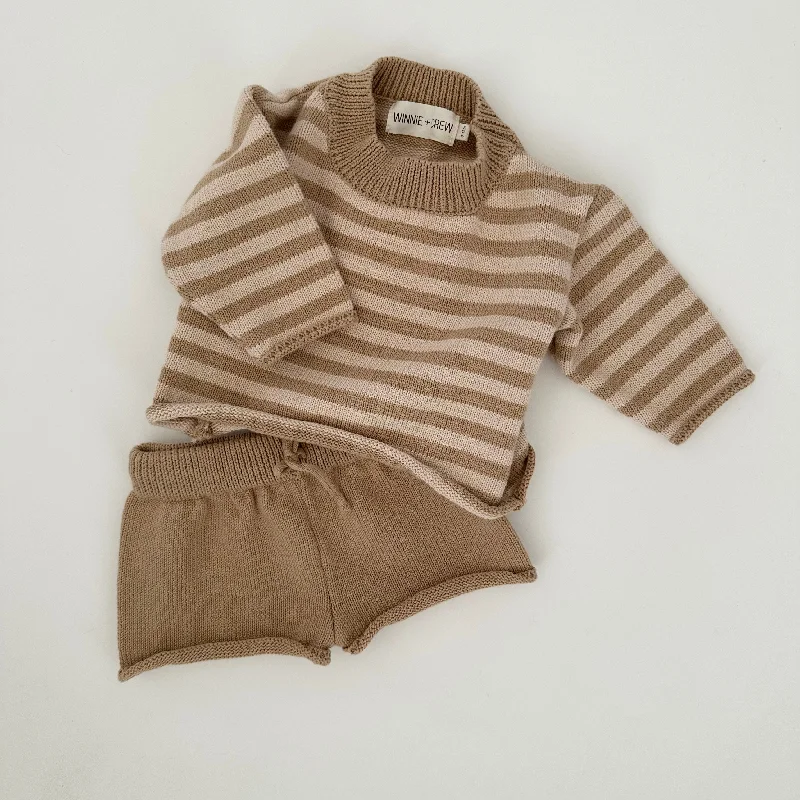 Chic DressBowie Knit Set in Beige Stripes