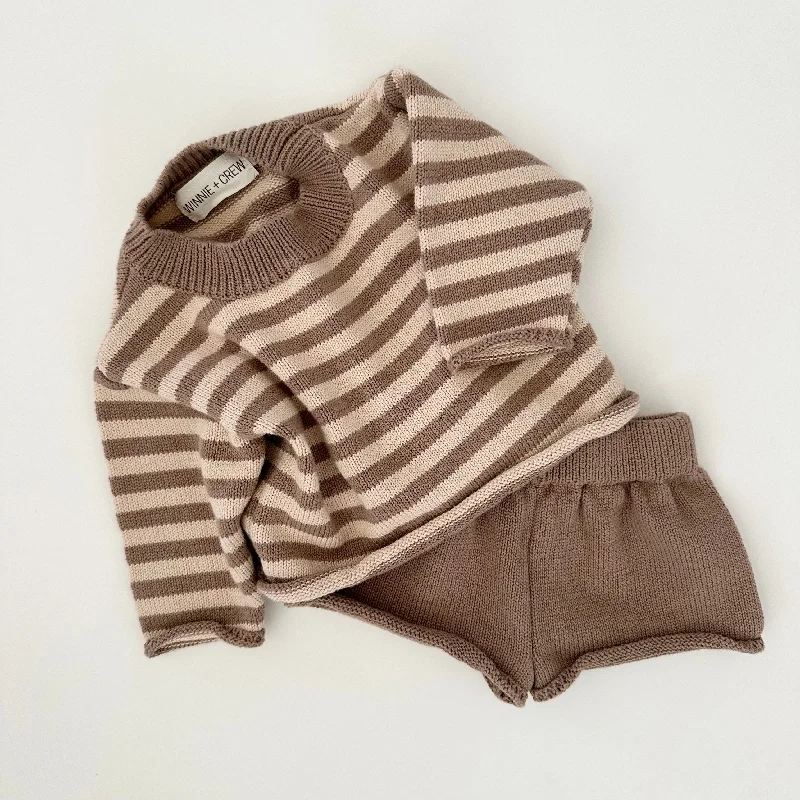 Lace DressBowie Knit Set in Brown Stripes