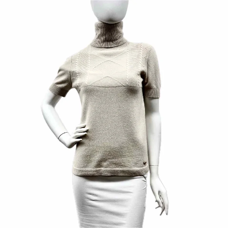 women's high-end dressesChanel Short Sleeve Turtleneck Sweater