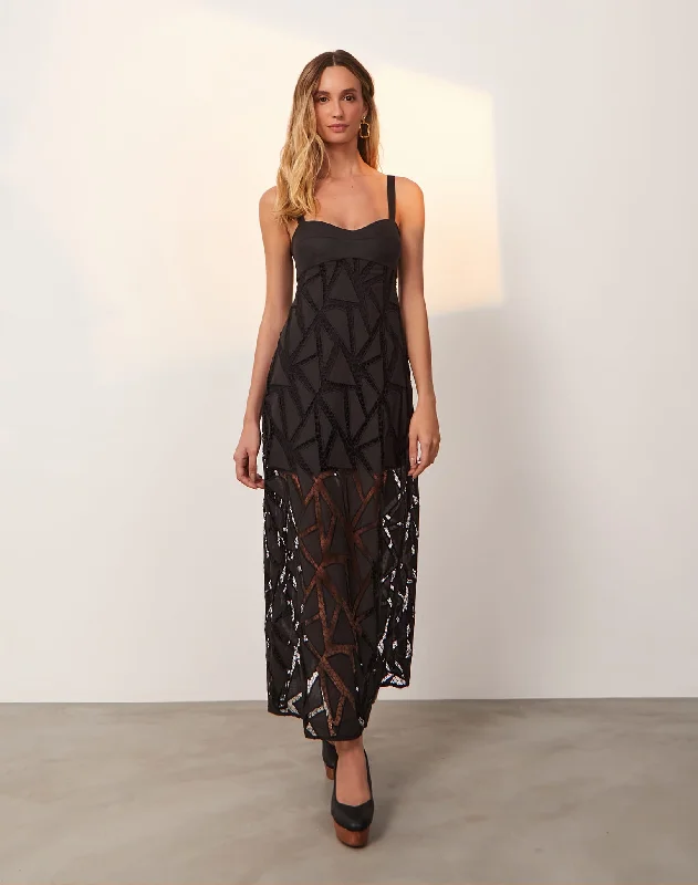 Lace DressEleni Long Dress - Black