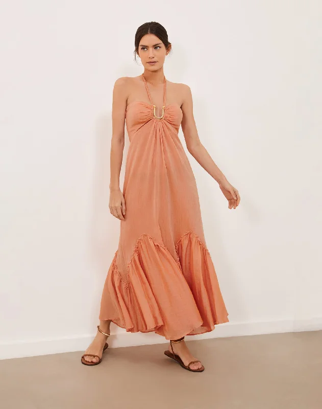 women's empire-line dressesHarper Detail Long Dress (exchange only) - Grapefruit