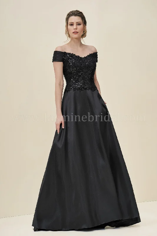 Floor-Length DressJade Couture J195065 Audrey Sequins Lace Mikado Gown