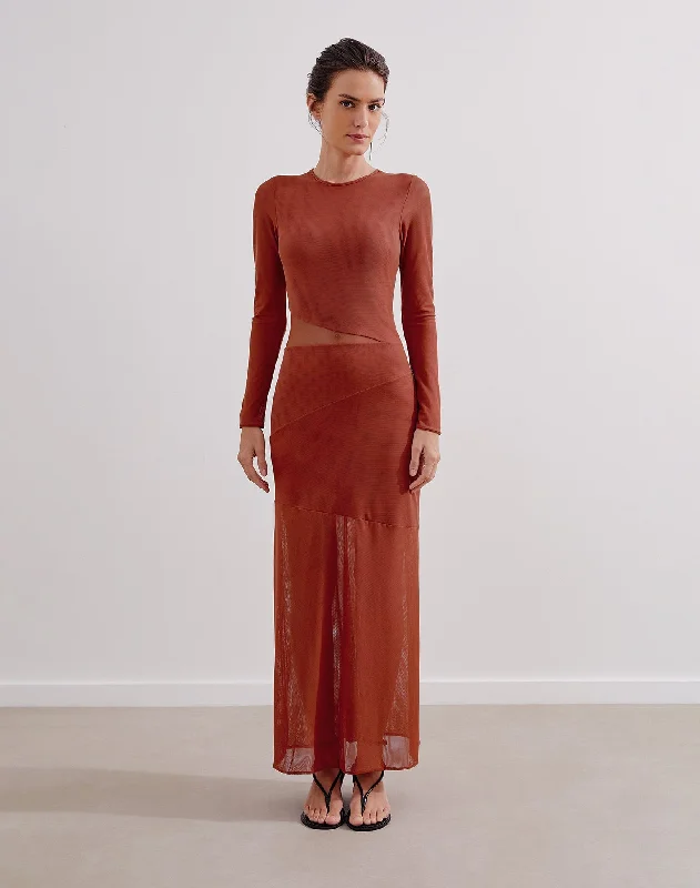 Crepe DressNora Long Dress (exchange only) - Brick