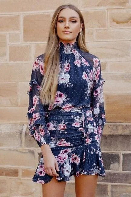 Tiered DressPiper Dress - Navy Floral (Final Sale)