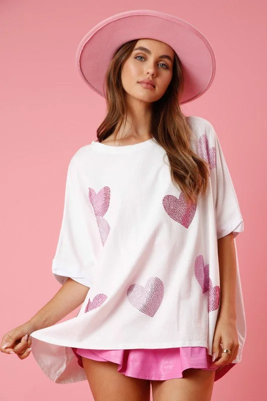 women's affordable dressesMy Rhinestone Heart White Tee