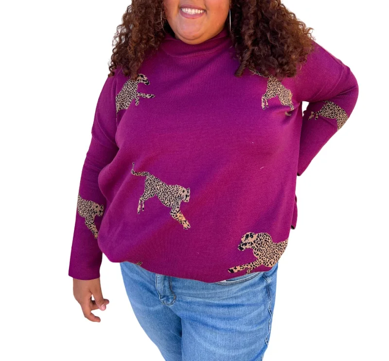 Embellished SweatersAnnie Mock Neck Long Sleeve Sweater Top - Plus In Plum