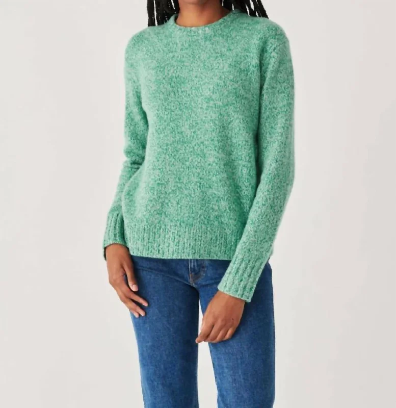 Elegant SweatersCashmere Luxe Marl Crewneck Top In Green Marl