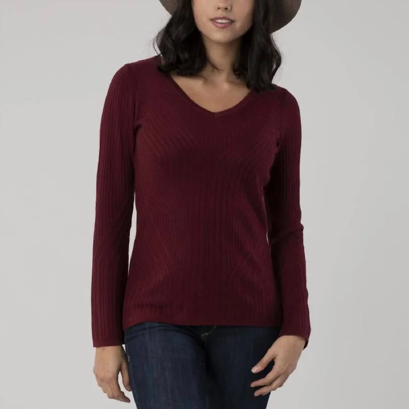 Extra-Large Knitted Crewneck SweatersCoco V-Neck Sweater In Damson