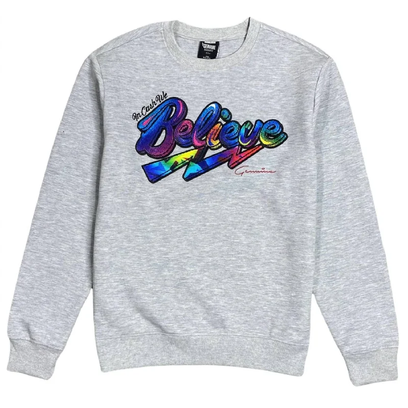 Trendy SweatersUnisex Believe Crewneck Sweatshirt In Grey