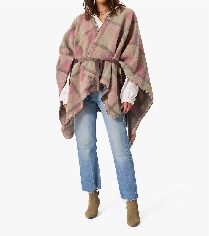 Flannel SweatersWynter Poncho In Mink Rose